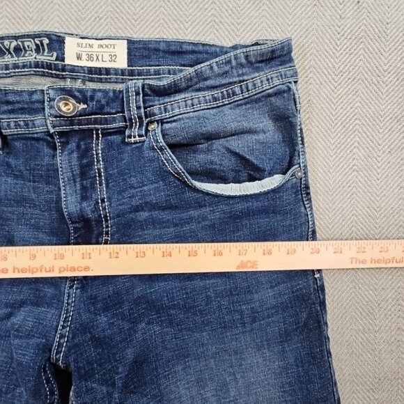 TK Axel Jeans Men's 36W 32L Slim Boot Cut Dark Wash Denim Pants Flap Pockets Y2K - Picture 7 of 13